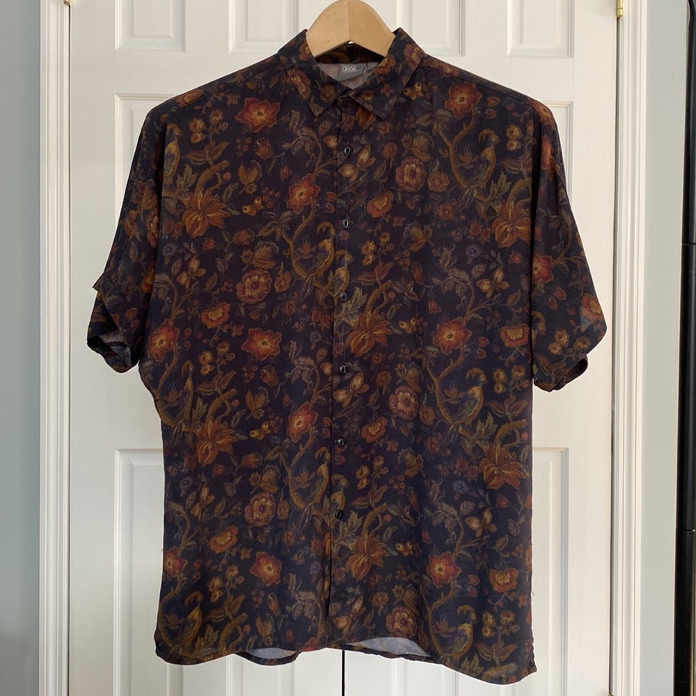 ASOS / Short sleeve Viscose Shirt / Black Floral / Medium - Picture 2 of 8